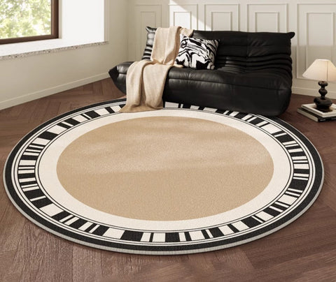 Modern Rug Ideas for Living Room, Contemporary Round Rugs, Bedroom Modern Round Rugs, Circular Modern Rugs under Dining Room Table-ArtWorkCrafts.com