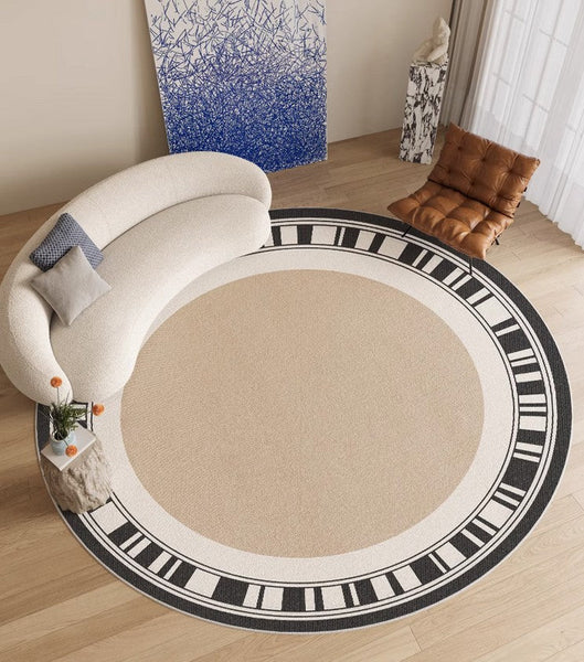 Modern Rug Ideas for Living Room, Contemporary Round Rugs, Bedroom Modern Round Rugs, Circular Modern Rugs under Dining Room Table-ArtWorkCrafts.com