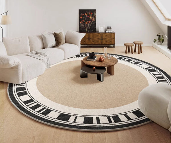 Modern Rug Ideas for Living Room, Contemporary Round Rugs, Bedroom Modern Round Rugs, Circular Modern Rugs under Dining Room Table-ArtWorkCrafts.com