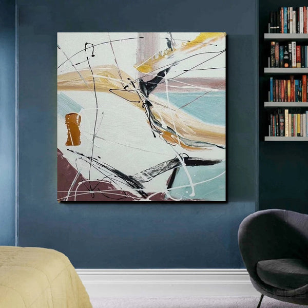 Simple Acrylic Paintings, Bedroom Modern Wall Art, Modern Contemporary Art, Large Painting Behind Sofa, Acrylic Canvas Painting