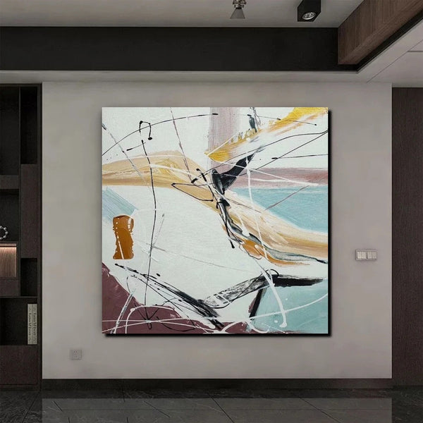 Simple Acrylic Paintings, Bedroom Modern Wall Art, Modern Contemporary Art, Large Painting Behind Sofa, Acrylic Canvas Painting