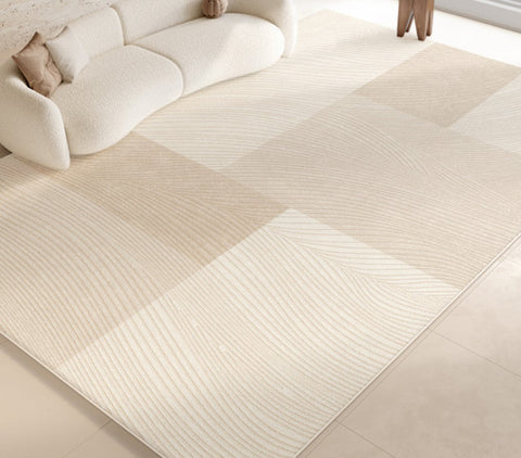 Bedroom Modern Rugs, Large Modern Rugs for Living Room, Dining Room Geometric Modern Rugs, Cream Color Contemporary Modern Rugs for Office-ArtWorkCrafts.com