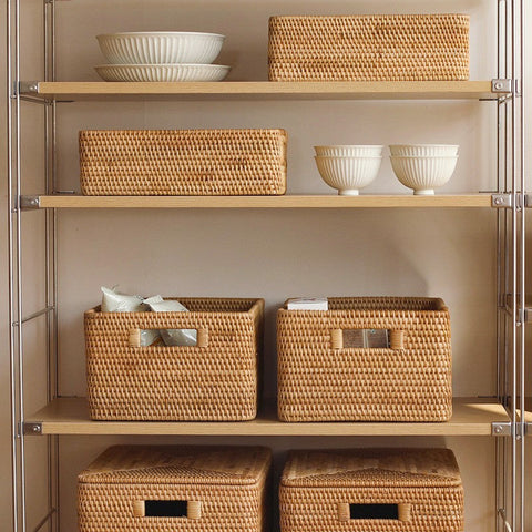 Storage Basket with Lid, Storage Baskets for Toys, Rectangular Storage Basket for Shelves, Storage Baskets for Bathroom, Storage Baskets for Clothes-ArtWorkCrafts.com
