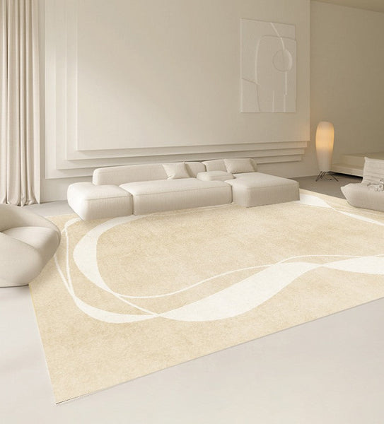 Thick Soft Modern Rugs for Living Room, Dining Room Modern Rugs, Cream Color Modern Living Room Rugs, Contemporary Rugs for Bedroom-ArtWorkCrafts.com