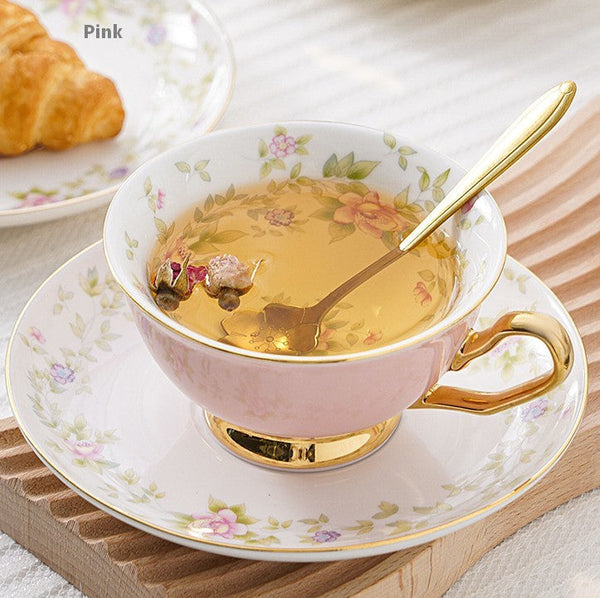 Elegant Ceramic Coffee Cups, Beautiful British Tea Cups, Unique Traditional Afternoon Tea Cup and Saucer in Gift Box, Royal Porcelain Tea Cup Set-ArtWorkCrafts.com