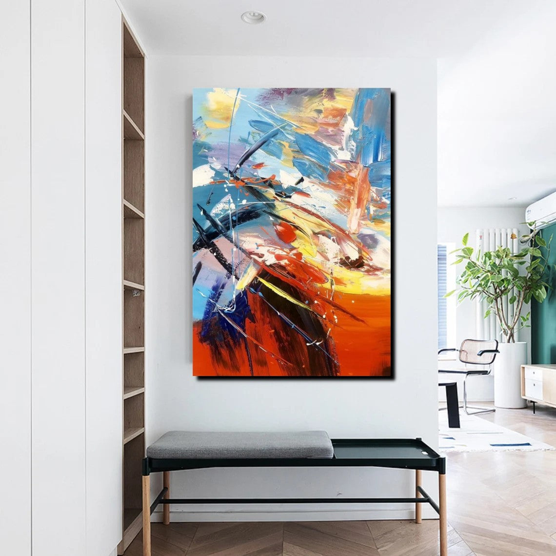 Acrylic Canvas Paintings, Large Painting on Canvas, Living Room Modern Paintings, Modern Abstract Painting for Office-ArtWorkCrafts.com