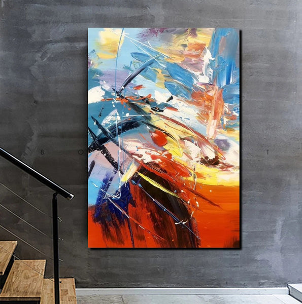 Acrylic Canvas Paintings, Large Painting on Canvas, Living Room Modern Paintings, Modern Abstract Painting for Office-ArtWorkCrafts.com