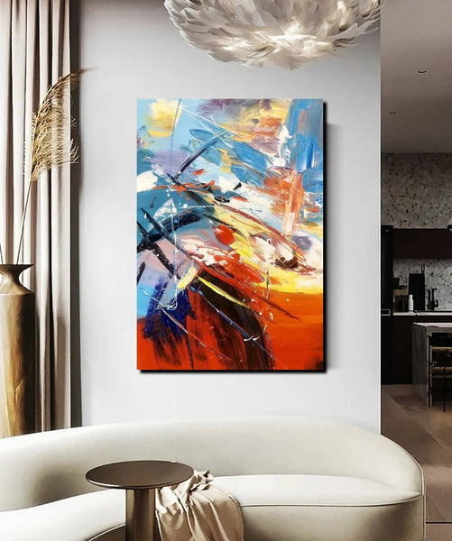 Acrylic Canvas Paintings, Large Painting on Canvas, Living Room Modern Paintings, Modern Abstract Painting for Office-ArtWorkCrafts.com