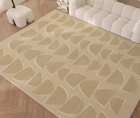 Abstract Geometric Modern Rugs, Modern Cream Rugs for Bedroom, Modern Rugs for Dining Room, Large Modern Rugs for Living Room-ArtWorkCrafts.com