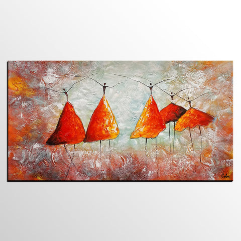 Large Painting for Dining Room, Ballet Dancer Painting, Abstract Canvas Art, Wall Art Paintings, Canvas Painting for Sale, Heavy Texture Art-ArtWorkCrafts.com