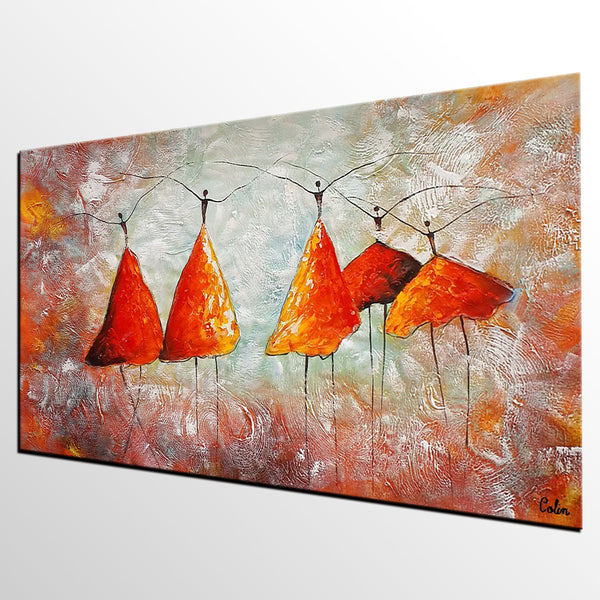 Large Painting for Dining Room, Ballet Dancer Painting, Abstract Canvas Art, Wall Art Paintings, Canvas Painting for Sale, Heavy Texture Art-ArtWorkCrafts.com