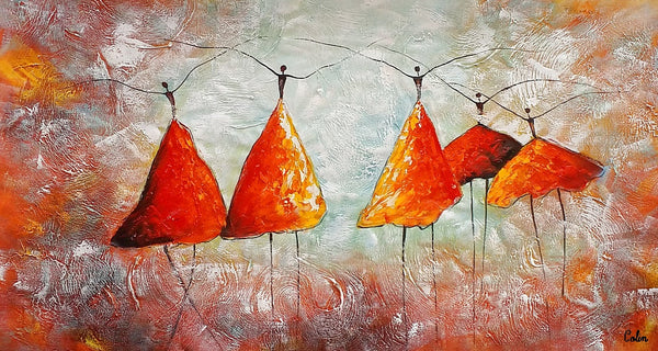 Large Painting for Dining Room, Ballet Dancer Painting, Abstract Canvas Art, Wall Art Paintings, Canvas Painting for Sale, Heavy Texture Art-ArtWorkCrafts.com