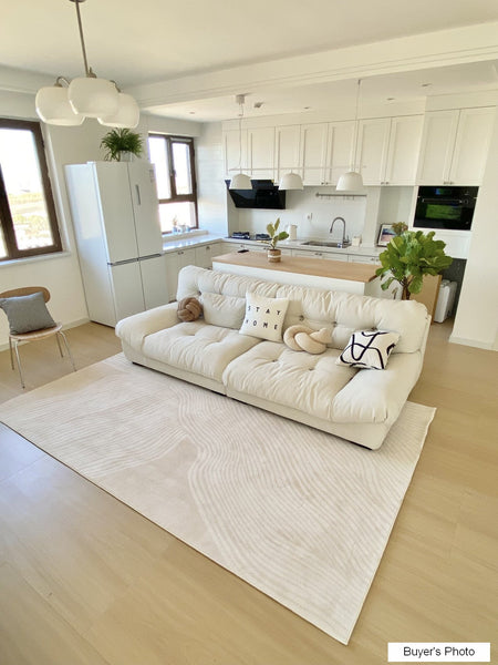 Cream Color Modern Living Room Rugs, Dining Room Modern Rugs, Thick Soft Floor Carpets for Living Room, Soft Contemporary Rugs for Bedroom-ArtWorkCrafts.com