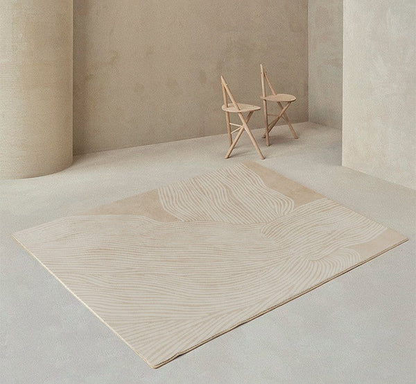 Cream Color Modern Living Room Rugs, Dining Room Modern Rugs, Thick Soft Floor Carpets for Living Room, Soft Contemporary Rugs for Bedroom-ArtWorkCrafts.com