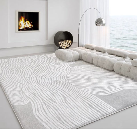 Modern Living Room Rugs, Grey Thick Soft Modern Rugs for Living Room, Dining Room Modern Rugs, Contemporary Rugs for Bedroom