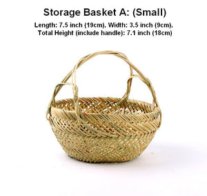 Natural Hand-woven Bamboo Basket, Large Picnic Food Basket with Handle, Lovely Bamboo Baskets for Vegetable, Natural Fruit Basket Kitchen Storage Baskets-ArtWorkCrafts.com