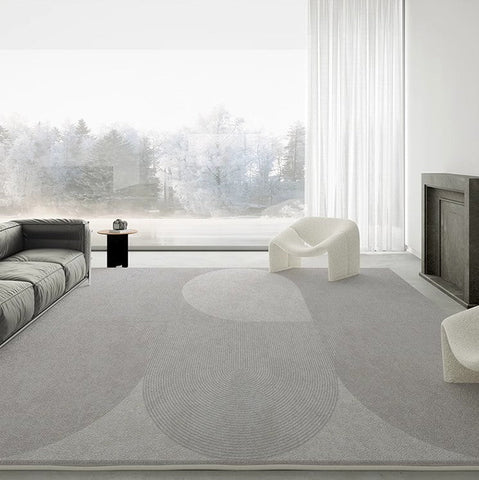 Contemporary Modern Rugs for Living Room, Geometric Grey Rugs for Dining Room, Abstract Modern Rugs for Interior Design-ArtWorkCrafts.com