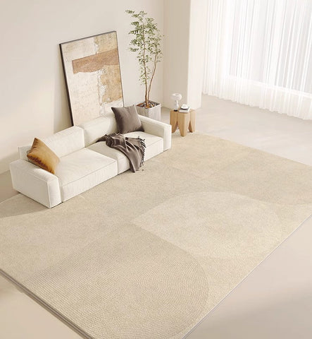 Modern Rug Ideas for Bedroom, Contemporary Modern Rug Placement Ideas for Living Room, Cream Color Geometric Rugs for Dining Room