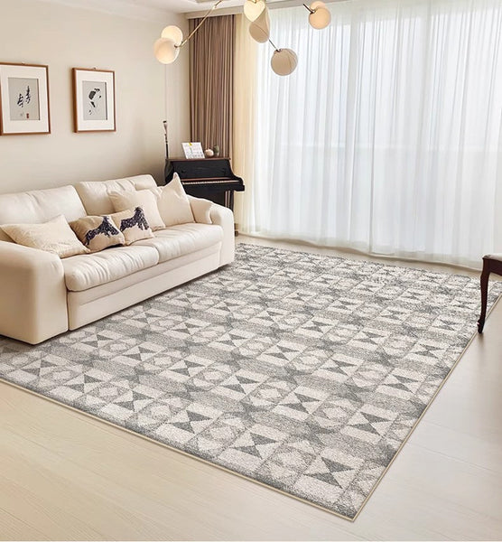 Large Gray Floor Rugs for Living Room, Dining Room Floor Rug, Modern Floor Rugs for Bedroom, Extra Large Geometric Modern Rugs for Office-ArtWorkCrafts.com