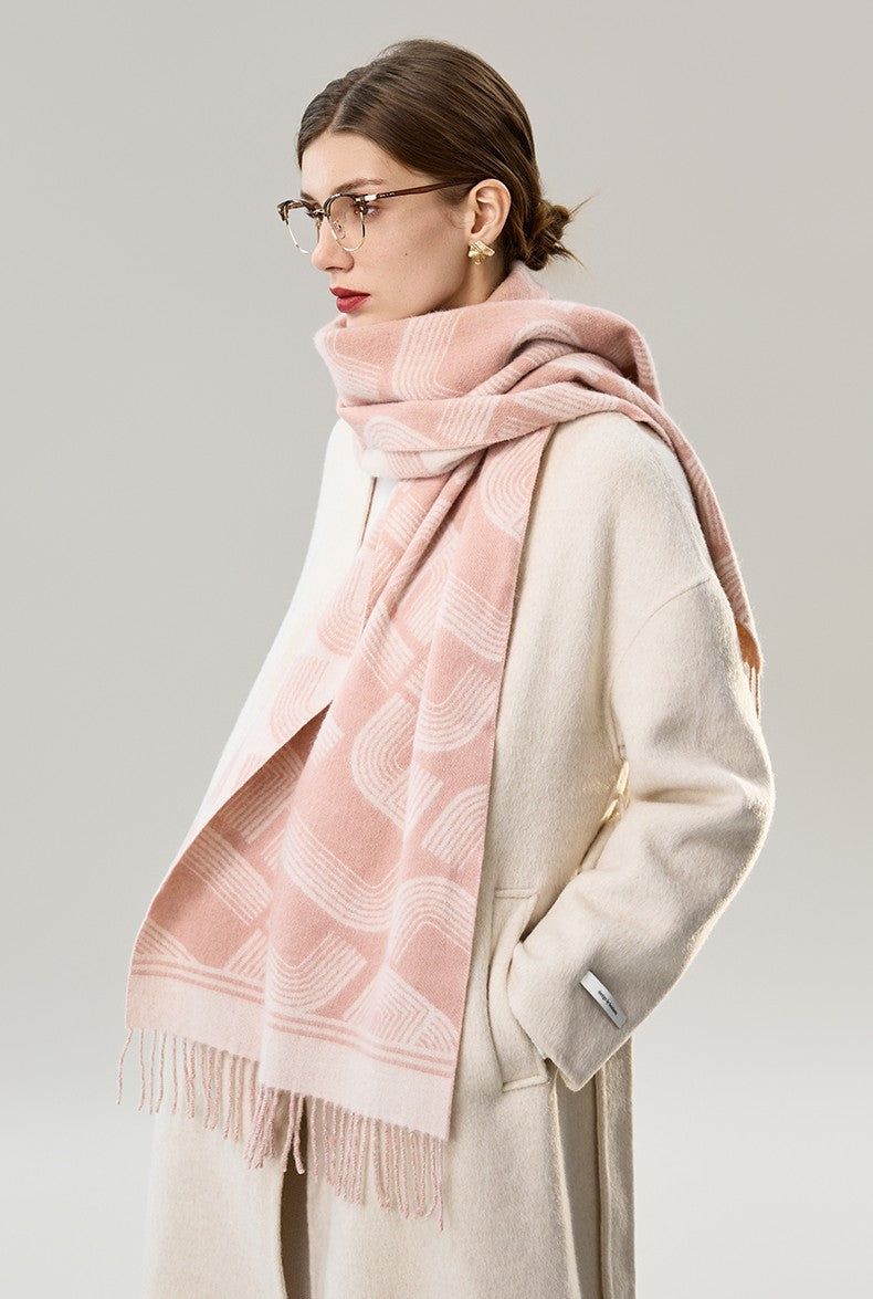 Holiday Women Scarf, Cold Weather Scarf, Fashion Designer Scarf, Modern Wool Scarf, Warm Winter Scarf, Soft Cashmere Scarf for Women, Elegant Scarf-ArtWorkCrafts.com