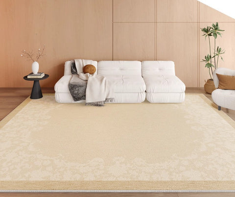 Simple Modern Rugs for Living Room, Bedroom Modern Rugs, Cream Color Rugs under Coffee Table, Contemporary Modern Rugs for Dining Room-ArtWorkCrafts.com