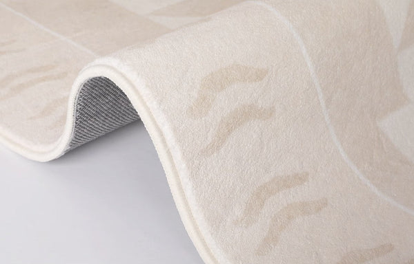 Mid Century Modern Rugs Next to Bed, Modern Rugs for Dining Room, Soft Contemporary Rugs for Bedroom, Cream Modern Carpets for Living Room-ArtWorkCrafts.com