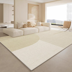Modern Rugs under Sofa, Dining Room Floor Rugs, Abstract Contemporary Rugs for Bedroom, Modern Rugs for Office, Large Cream Color Rugs in Living Room-ArtWorkCrafts.com