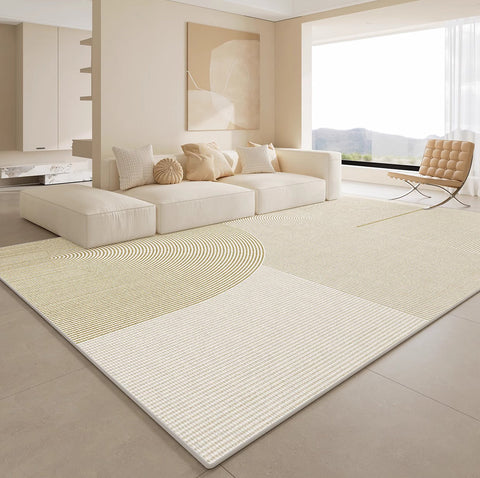 Modern Rugs under Sofa, Dining Room Floor Rugs, Abstract Contemporary Rugs for Bedroom, Modern Rugs for Office, Large Cream Color Rugs in Living Room-ArtWorkCrafts.com