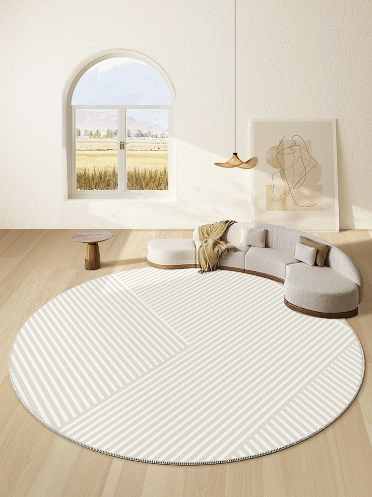 Thick Round Rugs under Coffee Table, Soft Modern Round Rugs for Dining Room, Circular Modern Rugs for Bedroom, Contemporary Modern Rug Ideas for Living Room-ArtWorkCrafts.com