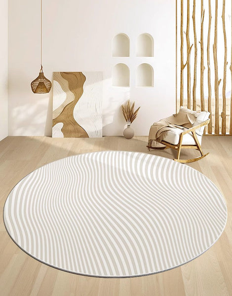 Contemporary Modern Rug Ideas for Living Room, Thick Round Rugs under Coffee Table, Modern Round Rugs for Dining Room, Circular Modern Rugs for Bedroom-ArtWorkCrafts.com