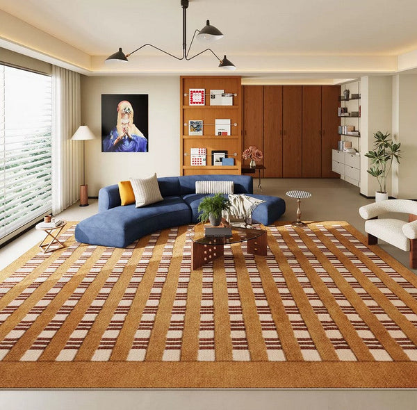 Colorful Modern Rugs for Living Room, Geometric Modern Rugs for Dining Room, Mid Century Modern Rugs, Contemporary Abstract Rugs under Coffee Table-ArtWorkCrafts.com