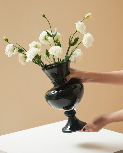 Mid Century Glass Vases, Handmade Modern Vases for Living Room, Modern Glass Vase for Flowers, Unique Decorative Glass Vase, Centerpiece Contemporary Vases on Table-ArtWorkCrafts.com