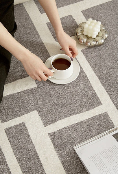 Geometric Modern Rugs for Living Room, Gray Modern Rugs for Bedroom, Contemporary Area Rugs for Dining Room-ArtWorkCrafts.com