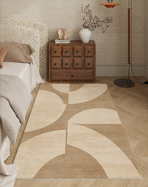 Contemporary Modern Rugs Next to Bed, Geometric Modern Rugs under Dining Room Table, Brown Modern Carpets for Office, Abstract Modern Rugs for Living Room-ArtWorkCrafts.com