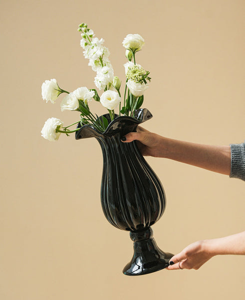 Handmade Modern Vases for Living Room, Modern Glass Vase for Flowers, Mid Century Glass Vases, Unique Decorative Glass Vase, Centerpiece Contemporary Vases on Table-ArtWorkCrafts.com