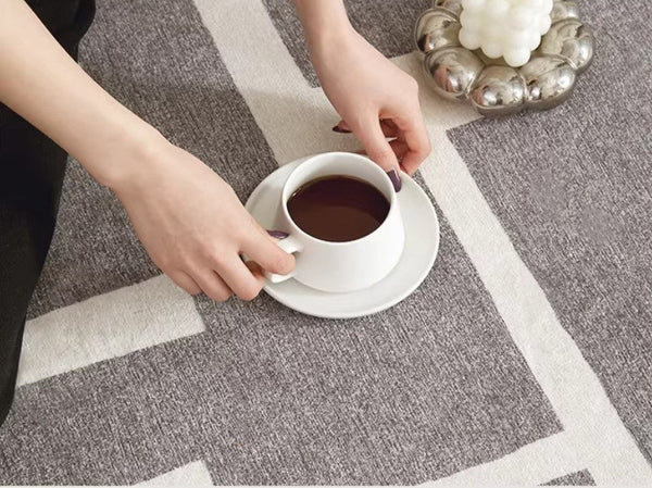 Large Geometric Rugs, Contemporary Area Rugs for Dining Room, Modern Rugs for Living Room, Gray Modern Rugs for Bedroom-ArtWorkCrafts.com