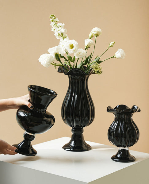 Handmade Modern Vases for Living Room, Modern Glass Vase for Flowers, Mid Century Glass Vases, Unique Decorative Glass Vase, Centerpiece Contemporary Vases on Table-ArtWorkCrafts.com