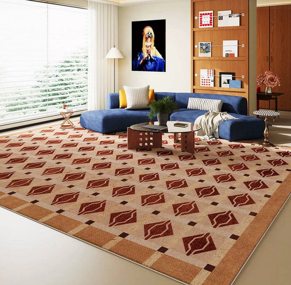 Geometric Modern Rugs for Dining Room, Mid Century Modern Rugs, Colorful Modern Rugs for Living Room, Contemporary Abstract Rugs under Coffee Table-ArtWorkCrafts.com