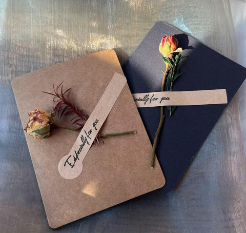 Original Handmade Dried Flower Greeting Cards, Beautiful Valentine's Day Greeting Card, Creative Birthday Greeting Card, Wedding Greeting Card, Unique Anniversary Greeting Card-ArtWorkCrafts.com