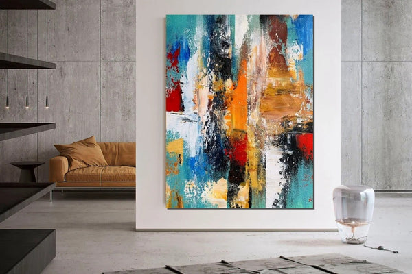 Colorful Abstract Acrylic Paintings for Living Room, Heavy Texture Canvas Art, Modern Contemporary Artwork, Buy Paintings Online