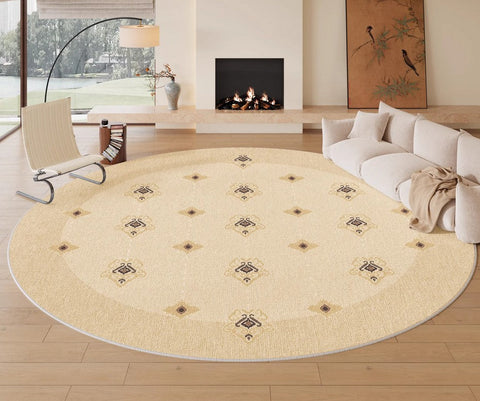 Bedroom Modern Round Rugs, Modern Rug Ideas for Living Room, Dining Room Contemporary Round Rugs, Circular Modern Rugs under Chairs-ArtWorkCrafts.com