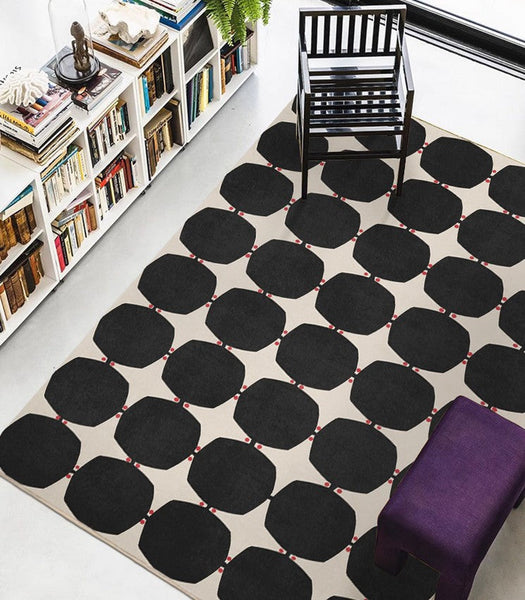 Dining Room Geometric Modern Rugs, Bedroom Modern Rugs, Black Modern Rugs for Living Room, Contemporary Modern Rugs under Coffee Table-ArtWorkCrafts.com
