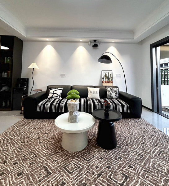 Brown Modern Rug Ideas for Bedroom, Large Modern Rugs for Living Room, Abstract Geometric Modern Rugs, Modern Rugs for Dining Room-ArtWorkCrafts.com