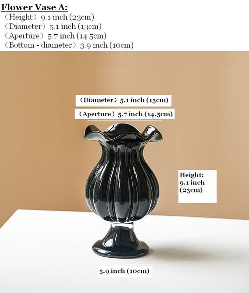 Handmade Modern Vases for Living Room, Modern Glass Vase for Flowers, Mid Century Glass Vases, Unique Decorative Glass Vase, Centerpiece Contemporary Vases on Table-ArtWorkCrafts.com