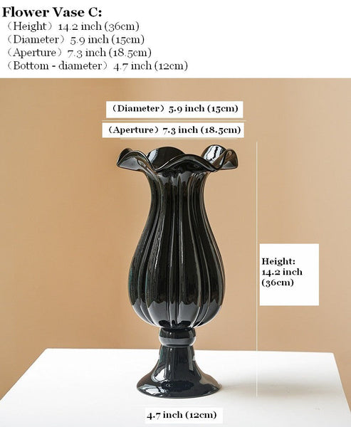 Mid Century Glass Vases, Handmade Modern Vases for Living Room, Modern Glass Vase for Flowers, Unique Decorative Glass Vase, Centerpiece Contemporary Vases on Table-ArtWorkCrafts.com