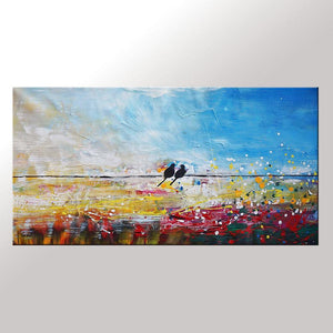 Modern Wall Art, Abstract Art, Contemporary Painting, Love Birds Painting, Art for Sale, Abstract Art Painting, Dining Room Wall Art, Wedding Gift-ArtWorkCrafts.com