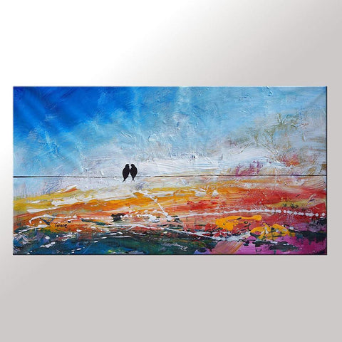 Wedding Gift, Contemporary Wall Art, Modern Art, Abstract Art, Love Birds Painting, Art for Sale, Abstract Art Painting, Dining Room Wall Art-ArtWorkCrafts.com