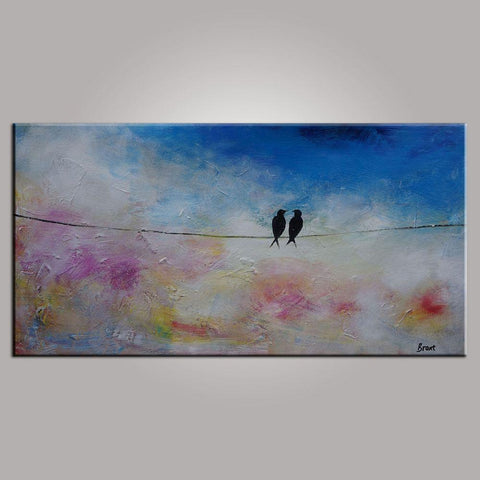 Modern Art, Love Birds Painting, Abstract Art, Contemporary Wall Art, Art for Sale, Abstract Art Painting, Living Room Wall Art, Canvas Art-ArtWorkCrafts.com