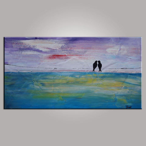 Contemporary Wall Art, Abstract Art, Modern Art, Love Birds Painting, Art for Sale, Abstract Art Painting, Bedroom Wall Art, Canvas Art-ArtWorkCrafts.com