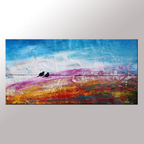 Modern Art, Love Birds Painting, Art for Sale, Abstract Wall Art, Contemporary Painting, Abstract Painting, Bedroom Wall Art, Canvas Art Painting-ArtWorkCrafts.com